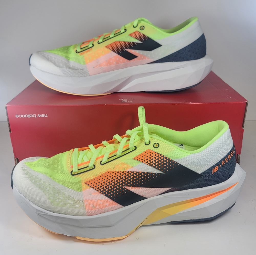 New Balance FuelCell Rebel v4 White Lime Glo MFCXLL4 Mens Size 13 Running Shoes